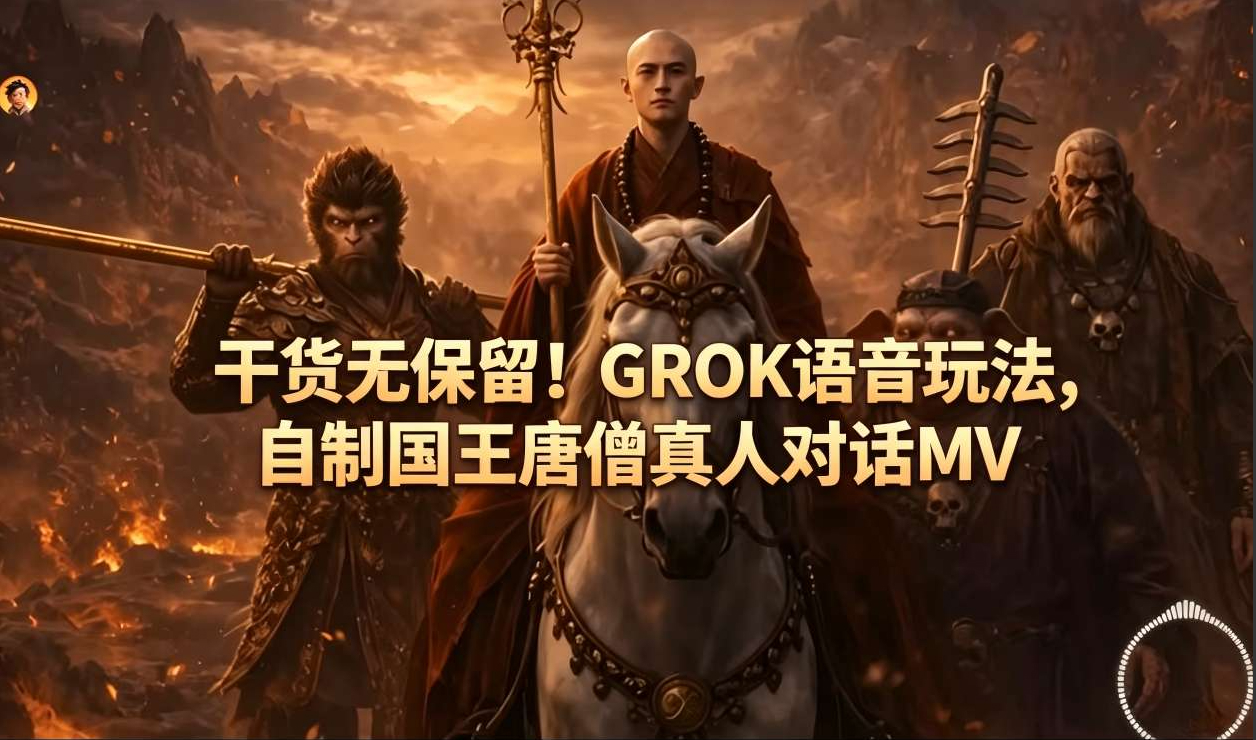 干货无保留！GROK语音玩法，自制国王唐僧真人对话MV