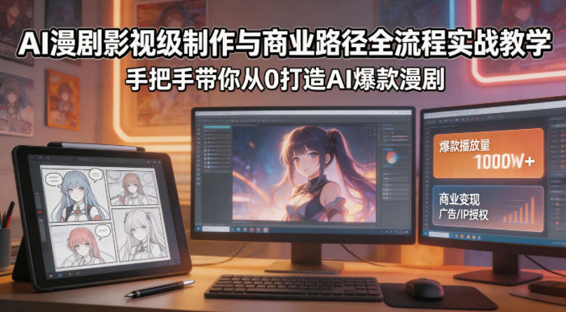 AI漫剧影视级制作与商业路径全流程实战教学，手带你从0打造AI爆款漫剧