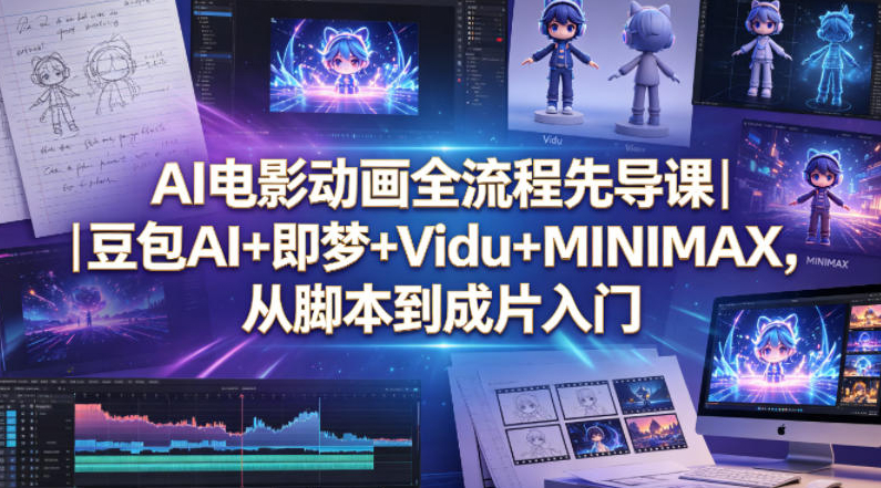 AI电影动画全流程先导课｜豆包AI+即梦+Vidu+MINIMAX，从脚本到成片入门