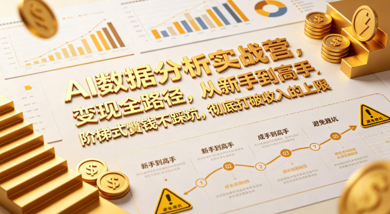 AI数据分析实战营，变现全路径，从新手到高手，阶梯式賺钱不踩坑，彻底打破收入的上限