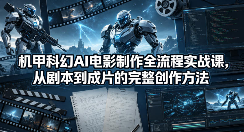 机甲科幻AI电影制作全流程实战课，从剧本到成片的完整创作方法