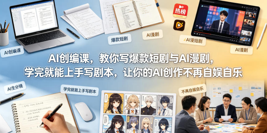 AI创编课，教你写爆款短剧与AI漫剧，学完就能上手写剧本，让你的AI创作不再自娱自乐
