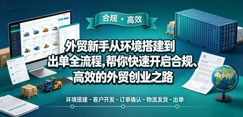 外贸新手从环境搭建到出单全流程，帮你快速开启合规、高效的外贸创业之路