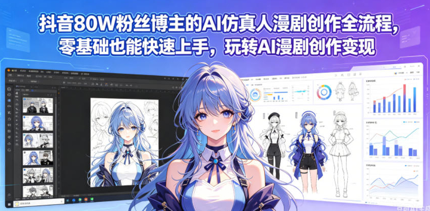 抖音80W粉丝博主的AI仿真人漫剧创作全流程，零基础也能快速上手，玩转AI漫剧创作变现