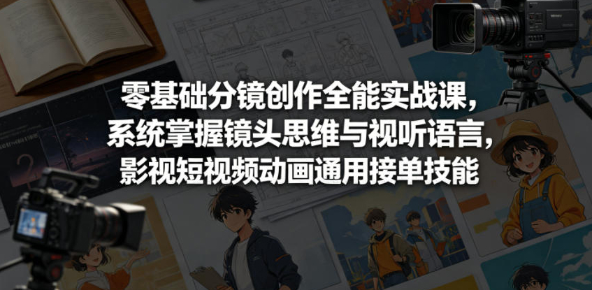 零基础分镜创作全能实战课，系统掌握镜头思维与视听语言，影视短视频动画通用接单技能