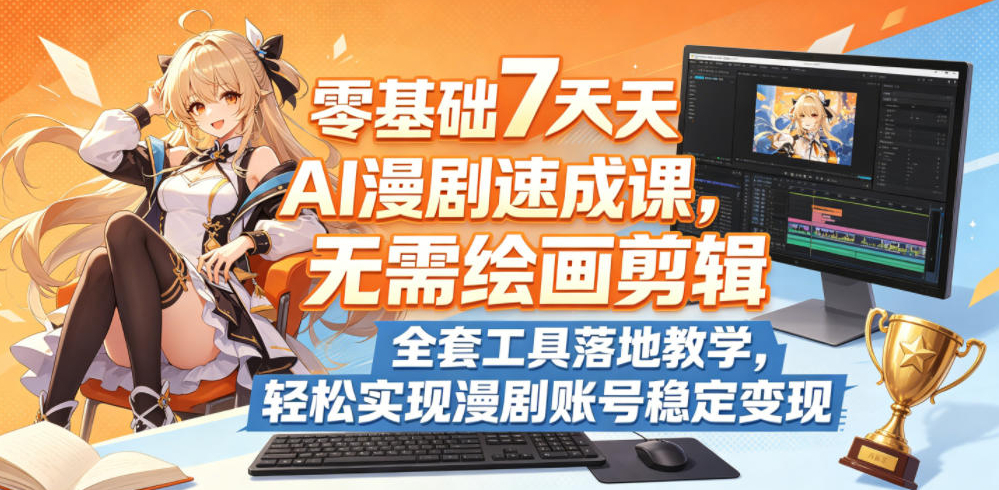 零基础7天AI漫剧速成课，无需绘画剪辑，全套工具落地教学，轻松实现漫剧账号稳定变现