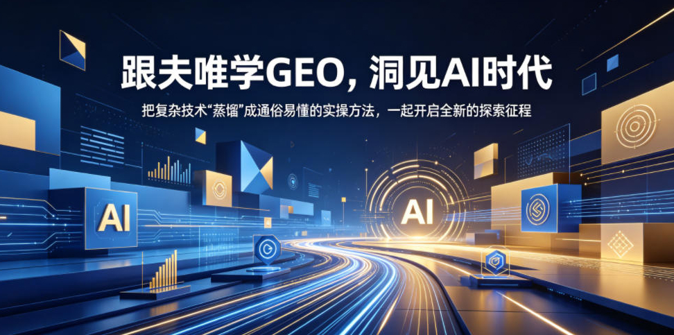 跟夫唯学GEO，洞见AI时代，把复杂技术“蒸馏”成通俗易懂的实操方法，一起开启全新的探索征程