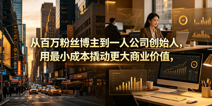 从百万粉丝博主到一人公司创始人，用最小成本撬动更大商业价值