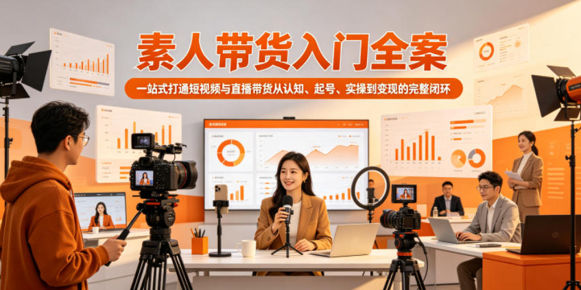 素人带货入门全案，一站式打通短视频与直播带货从认知、起号、实操到变现的完整闭环