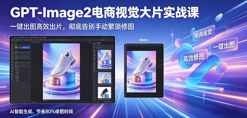 GPT-Image2电商视觉大片实战课，一键出图高效出片，彻底告别手动繁琐修图
