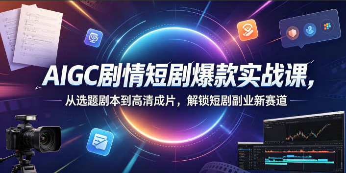 AIGC剧情短剧爆款实战课，从选题剧本到高清成片，解锁短剧副业新赛道