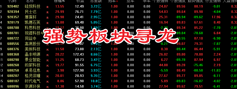 强势板块寻龙——强势板块里谁在领涨 一个排序两层排清楚 副图排序