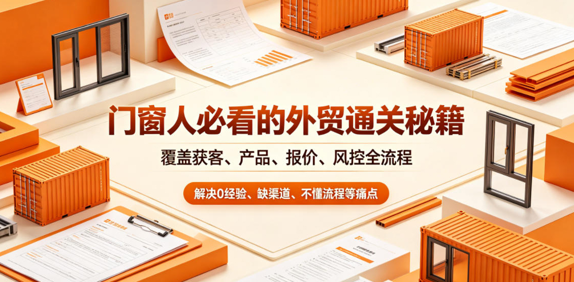 门窗人必看的外贸通关秘籍，块覆盖获客、产品、报价、风控全流程，解决0经验、缺渠道、不懂流程等痛点