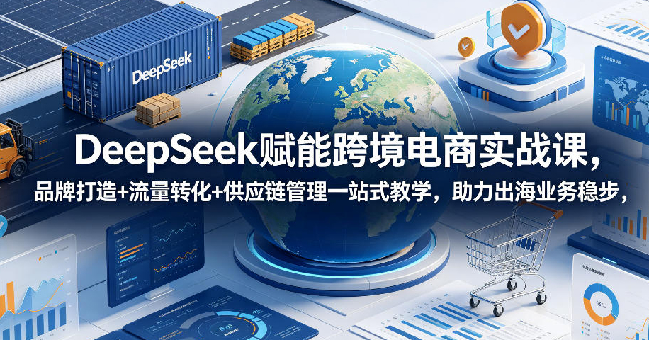 DeepSeek赋能跨境电商实战课，品牌打造+流量转化+供应链管理一站式教学，助力出海业务稳步发展