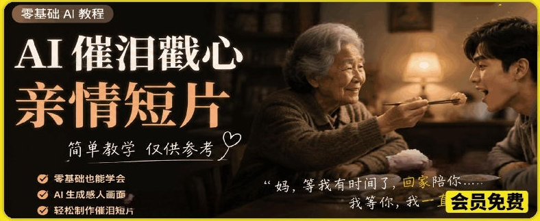 AI催泪戳心亲情短片，零基础AI教程，简单教学仅供参考