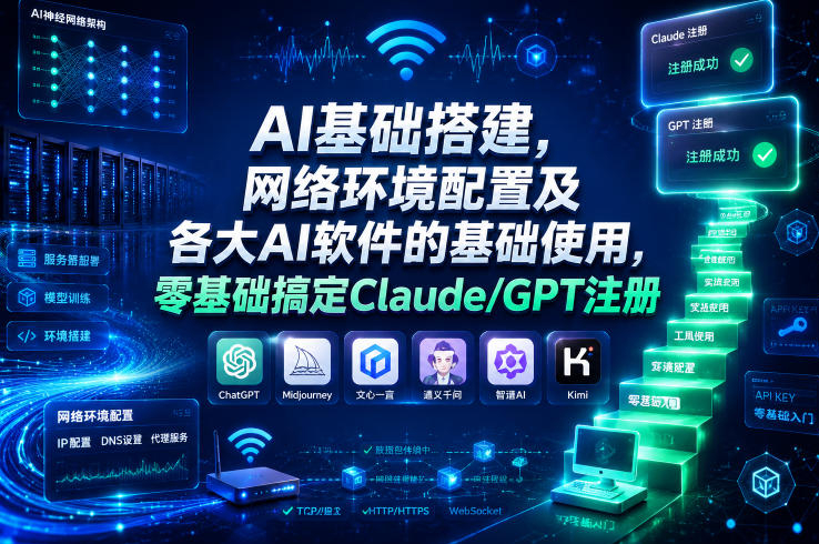 AI基础搭建，网络环境配置及各大AI软件的基础使用，零基础搞定Claude/GPT注册