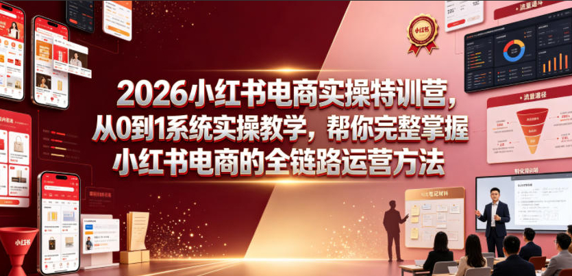 2026小红书电商实操特训营，从0到1系统实操教学，帮你完整掌握小红书电商的全链路运营方法