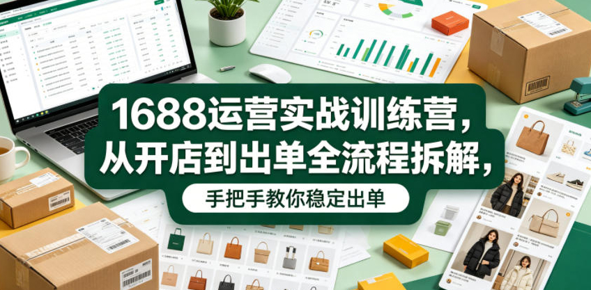 1688运营实战训练营，从开店到出单全流程拆解，手把手教你稳定出单（更新0620）