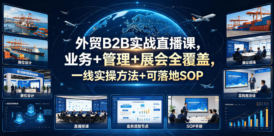 外贸B2B实战直播课，业务+管理+展会全覆盖，一线实操方法+可落地SOP