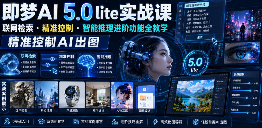 即梦AI 5.0 lite实战课，联网检索?精准控制?智能推理进阶功能全教学，精准控制AI出图