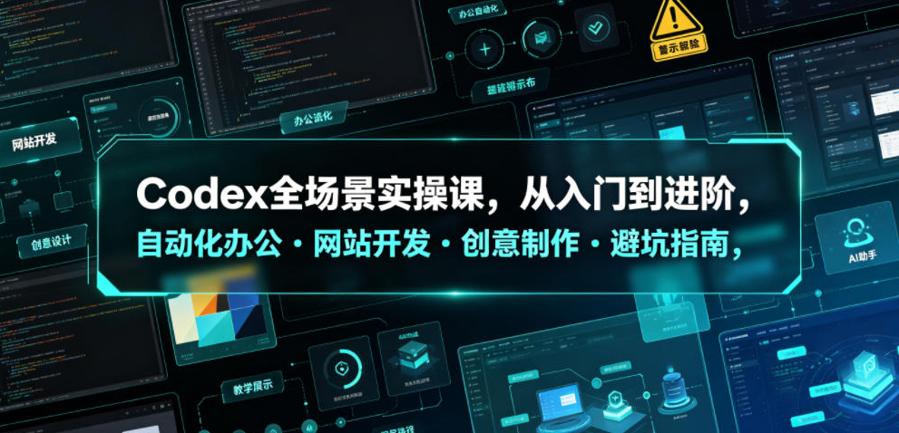 Codex全场景实操课，从入门到进阶，自动化办公?网站开发?创意制作?避坑指南，全流程教学