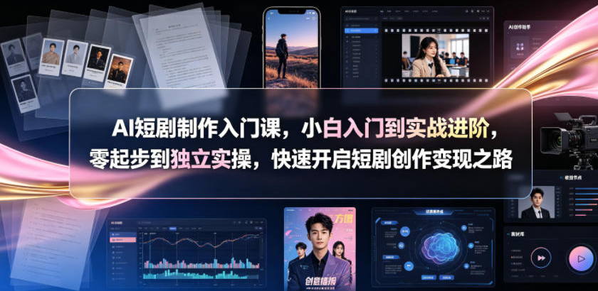 AI短剧制作入门课，小白入门到实战进阶，零起步到独立实操，快速开启短剧创作变现之路