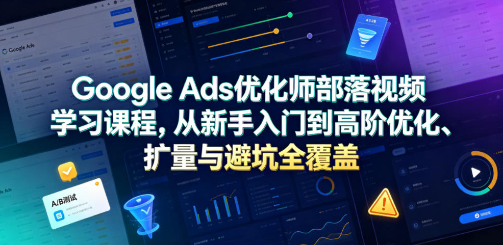 Google Ads优化师部落视频学习课程，从新手入门到高阶优化、扩量与避坑全覆盖