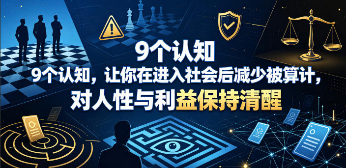 付费文章：9个认知，让你在进入社会后减少被算计，对人性与利益保持清醒