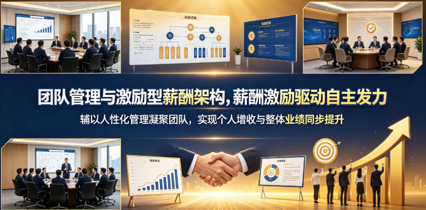 团队管理与激励型薪酬架构，薪酬激励驱动自主发力，辅以人性化管理凝聚团队，实现个人增收与整体业绩同步提升
