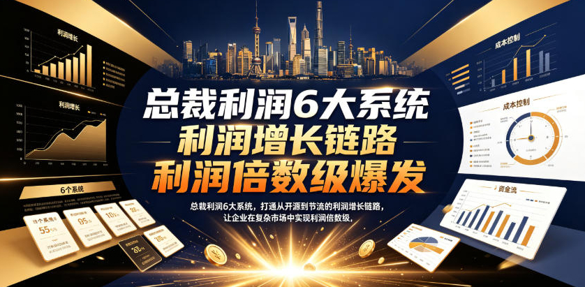 总裁利润6大系统，打通从开源到节流的利润增长链路，让企业在复杂市场中实现利润倍数级爆发