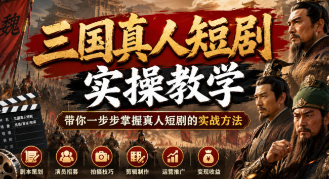 三国真人短剧实操教学，带你一步步掌握真人短剧的实战方法