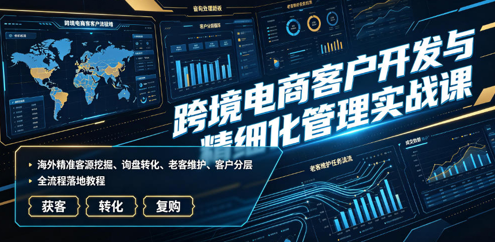 跨境电商客户开发与精细化管理实战课｜海外精准客源挖掘、询盘转化、老客维护、客户分层全流程落地教程
