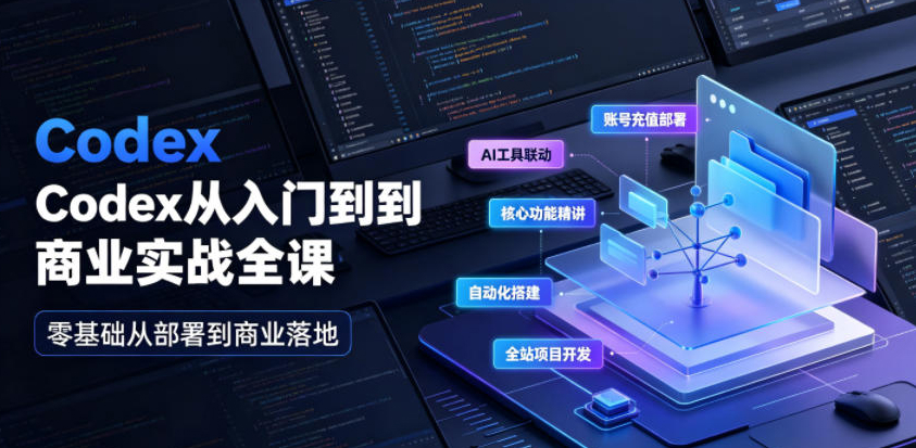 Codex从入门到商业实战全课｜账号充值部署、AI工具联动、核心功能精讲、自动化搭建、全站项目开发零基础教程