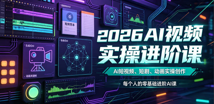 2026AI视频实操进阶课，AI短视频、短剧、动画实操创作，每个人的零基础进阶ai课