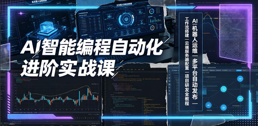 AI智能编程自动化进阶实战课｜AI机器人运维、多平台自动发布、工作流搭建、云端服务器配置与项目研发全教程