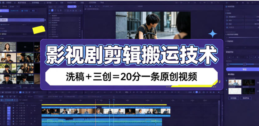 影视剧剪辑搬运技术，洗稿+三创=20分一条原创视频