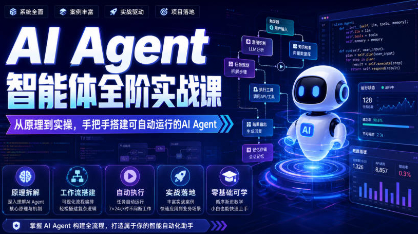 AI Agent智能体全阶实战课，从原理到实操，手把手搭建可自动运行的AI Agent