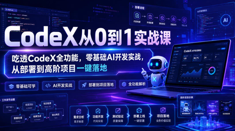 CodeX从0到1实战课，吃透CodeX全功能，零基础AI开发实战，从部署到高阶项目一键落地