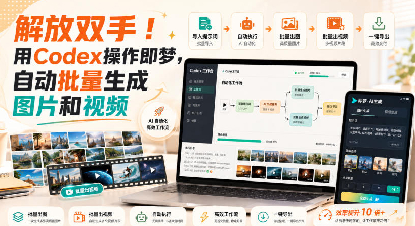 解放双手！用Codex操作即梦，自动批量生成图片和视频