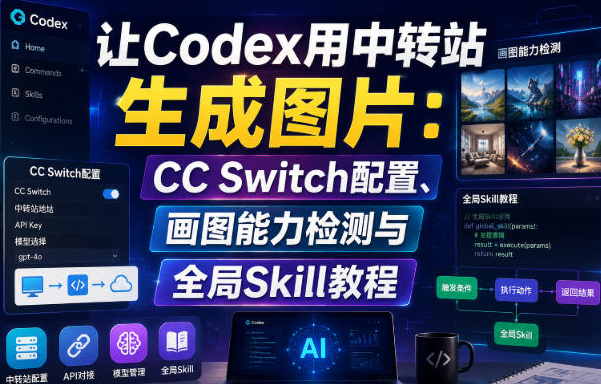 让Codex用中转站生成图片：CC Switch配置、画图能力检测与全局Skill教程