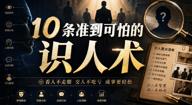 付费文章：10条准到可怕的识人术