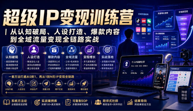 超级IP变现训练营｜从认知破局、人设打造、爆款内容到全域流量变现全链路实战