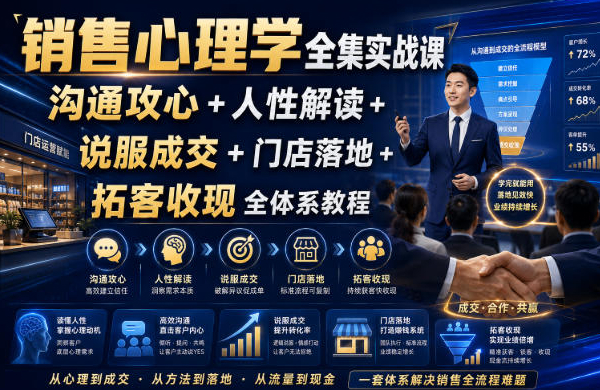 销售心理学全集实战课｜沟通攻心+人性解读+说服成交+门店落地+拓客收现全体系教程