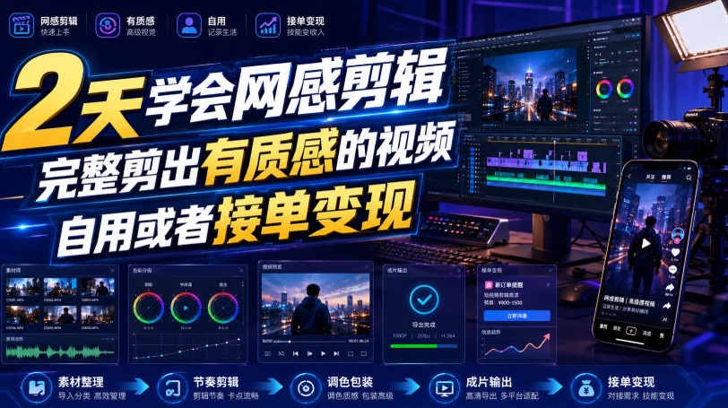 2天学会网感剪辑，完整剪出有质感的视频，自用或者接单变现