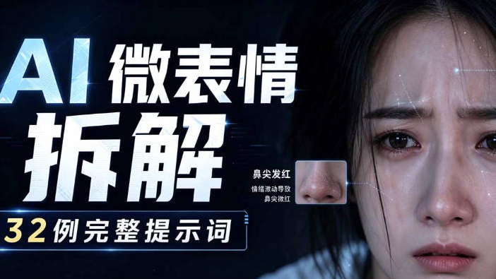 AI微表情拆解提示词合集，精准调控AI角色表情，可直接复用，0基础也能调出影视级表情变化
