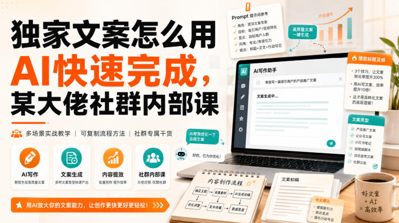 独家文案怎么用AI快速完成，某大佬社群内部课