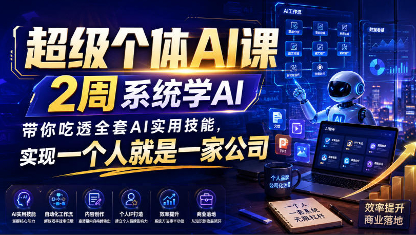 超级个体AI课，2周系统学AI，带你吃透全套AI实用技能，实现一个人就是一家公司（更新0823）