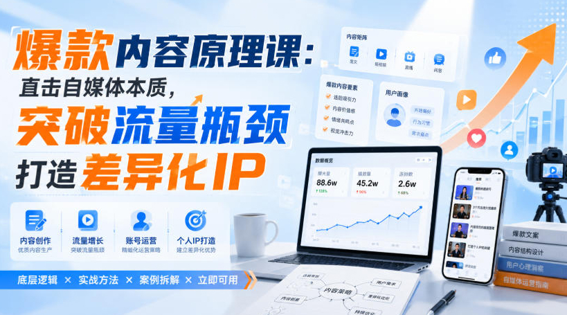 爆款内容原理课：直击自媒体本质，突破流量瓶颈打造差异化IP