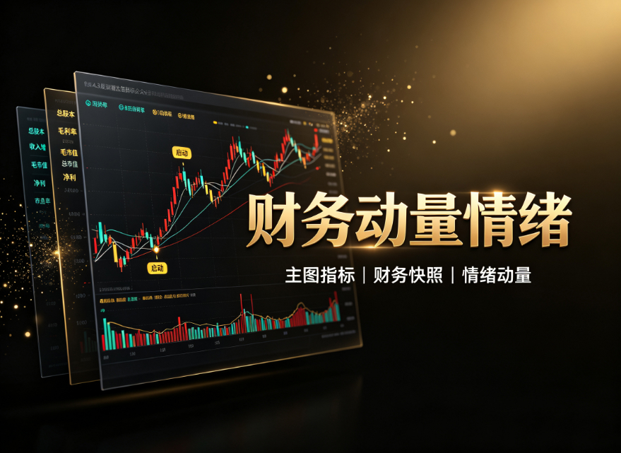 〖财务动量情绪〗主图指标 财务健康度+价格动量+市场情绪的综合评估模型