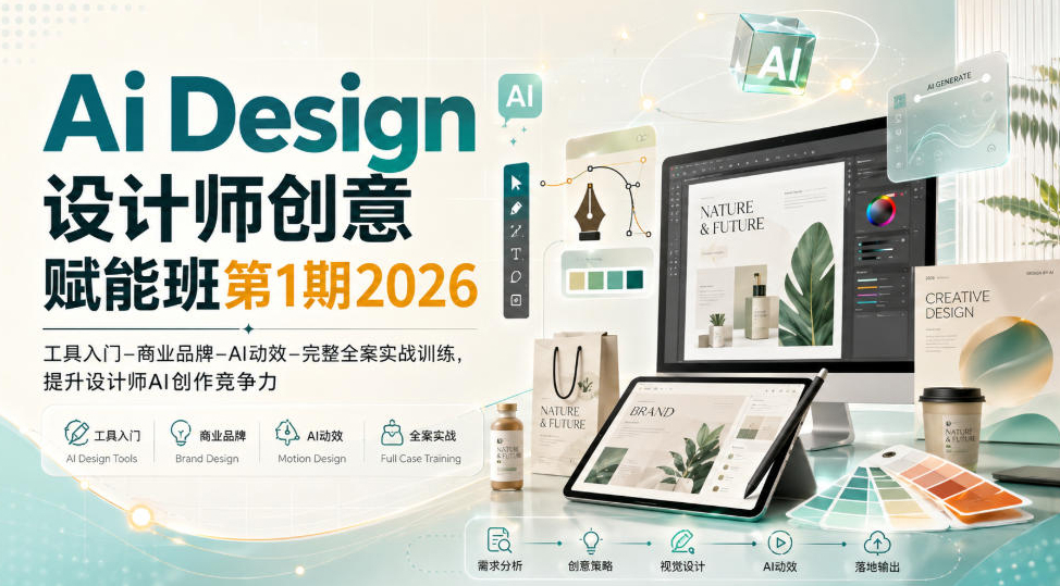 木松子旭Ai Design设计师创意赋能班第1期｜工具入门·商业品牌·AI动效·完整全案实战训练，提升设计师AI创作竞争力
